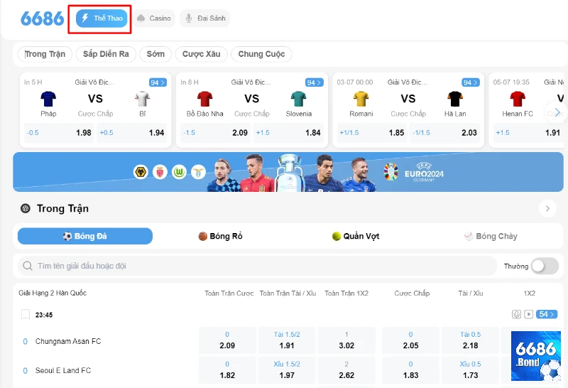 Chương trình áp dụng cho sảnh cược Thể thao tại 6686