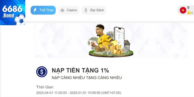 Game thủ dễ dàng nạp tiền vào tài khoản cá cược tại 6686