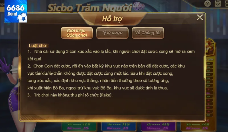 Luật chơi Sicbo trăm người 6686 dễ hiểu